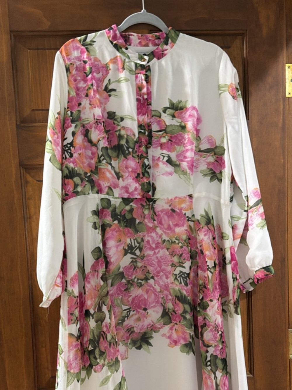 Dainty Jewells White Midi Dress with Pink Floral Print